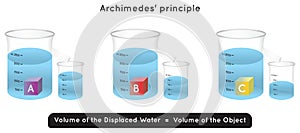 Archimedes Principle Infographic diagram experiment