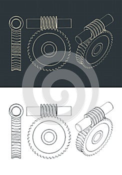 Archimedes worm and involute gear blueprints