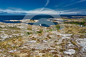 Archipelag view from Hitra island to Norwegian North sea, region Trondelag island Hitra.