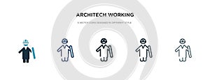 Architech working icon in different style vector illustration. two colored and black architech working vector icons designed in photo