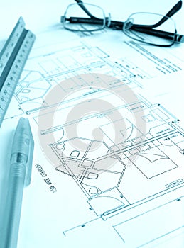 Architect building plan, hotel