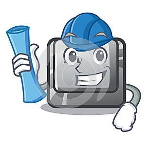 Architect button A in the cartoon shape