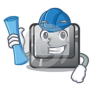 Architect button K in the cartoon shape