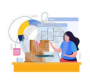 Architect Colored Flat Composition