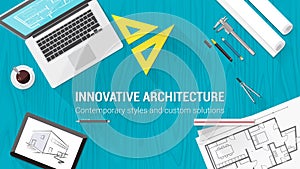 Architect desktop with tools