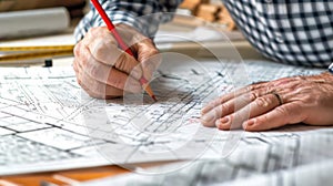 Architect Drafting a Construction Plan.AI generated image