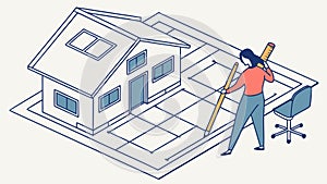 Architect at Drafting Table Vector, Home Design Blueprint Plan, vector design Generative AI