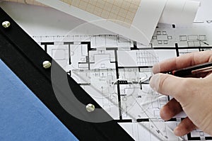 Architect drawing on desk