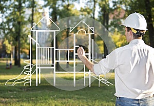 Architect drawing a playground for children