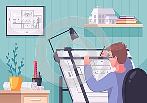 Architect Drawing Scheme Composition