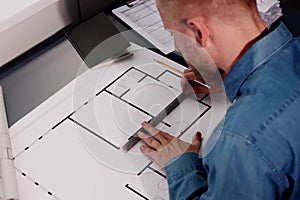 Architect Engineer Drawing Architectural Construction Plan