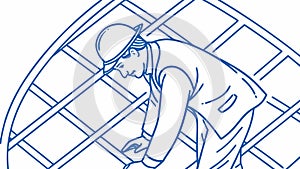 Architect or Engineer Working on Blueprint Structure, vector design Generative AI