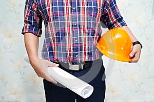 Architect or engineer working project tools in office, Construction concept.