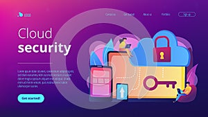 Cloud computing security concept landing page.