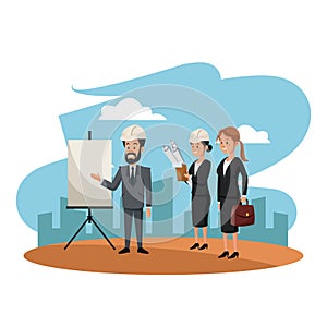 Architect and engineers teamwork