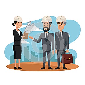 Architect and engineers teamwork