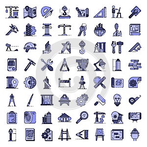 Architect equipment icons set vector flat