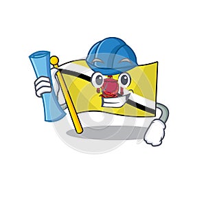 Architect flag brunei darussalam mascot shaped cartoon