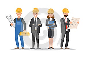 architect, foreman, engineering construction worker in different characte