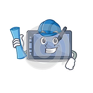 Architect graphic tablet character with shape mascot