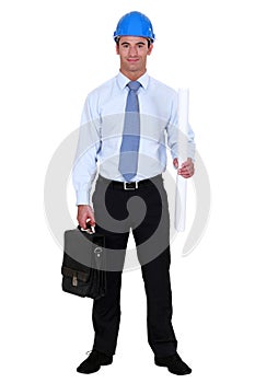 Architect holding briefcase