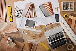 Architect and interior designer work table