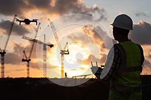 Architect man holding a drone