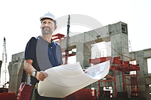 Architect Outdoors Working Construction Site Concept