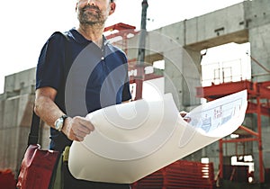 Architect Outdoors Working Construction Site Concept