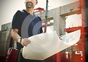 Architect Outdoors Working Construction Site Concept