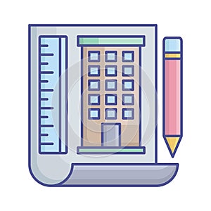Architect paper Vector Icon which can easily modify or edit