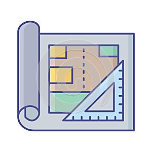 Architect paper Vector Icon which can easily modify or edit