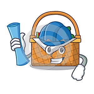 Architect picnic basket character cartoon