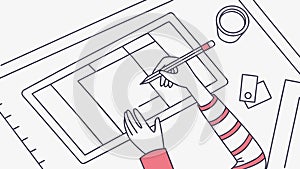 Architect Planning Blueprint: Detailed Design Process Illustration, vector design Generative AI