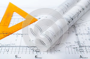 Architect project blueprint photo