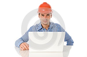 Architect sitting with laptop