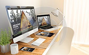 architect studio website responsive concept on devices