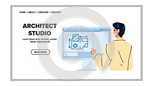 Architect Studio Worker Develop Exterior Vector