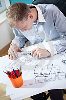 Architect studying the project