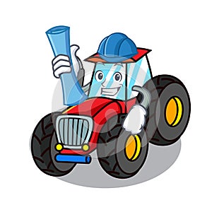 Architect tractor character cartoon style