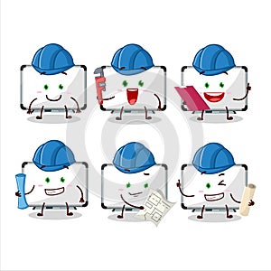 architect white board cute mascot character with pliers