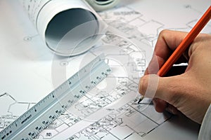 Architect Working With Blueprints 2