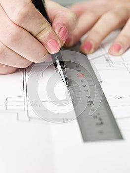 Architect working on a bluprint