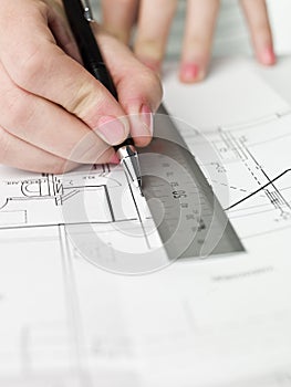 Architect working on a bluprint