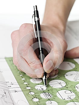 Architect working on a bluprint