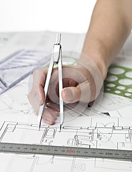 Architect working on a bluprint