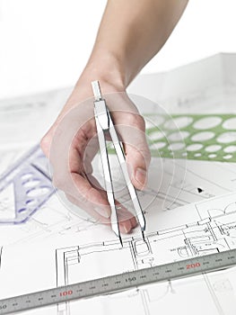 Architect working on a bluprint