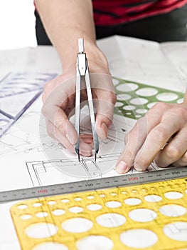 Architect working on a bluprint