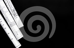 Architect workplace top view