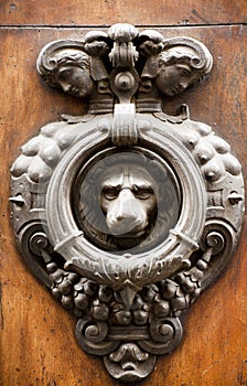 Architectonic and design element. old doorknocker